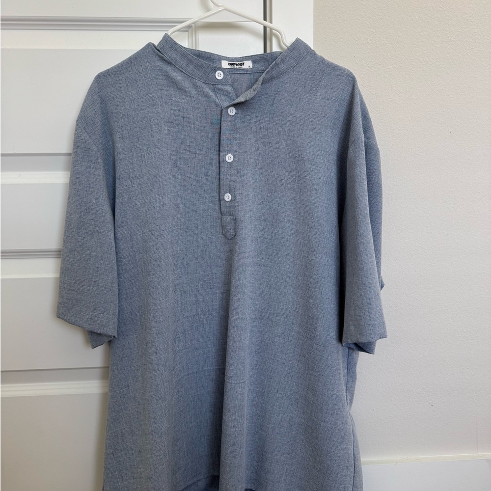 Gray Casual Button Down Shirt with Relaxed Fit